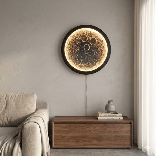 Tableau Décoratif Lumineux "Lune" — Design Circulaire Unique