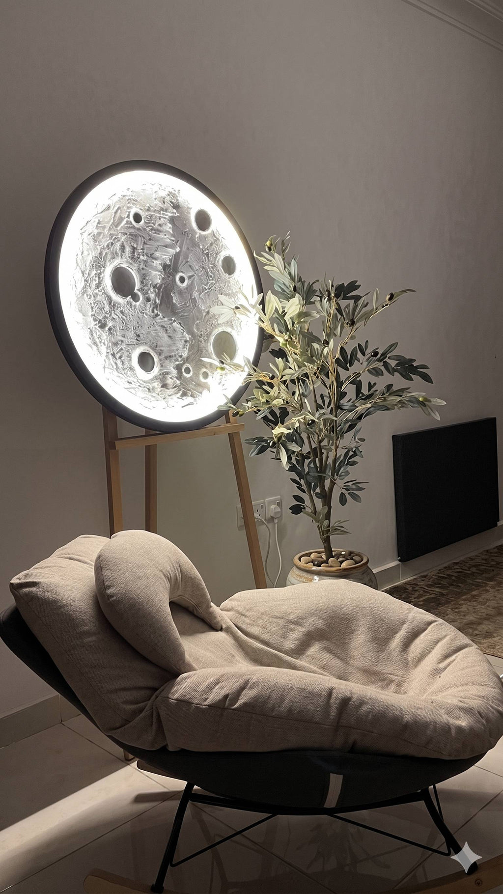 Tableau Décoratif Lumineux "Lune" — Design Circulaire Unique