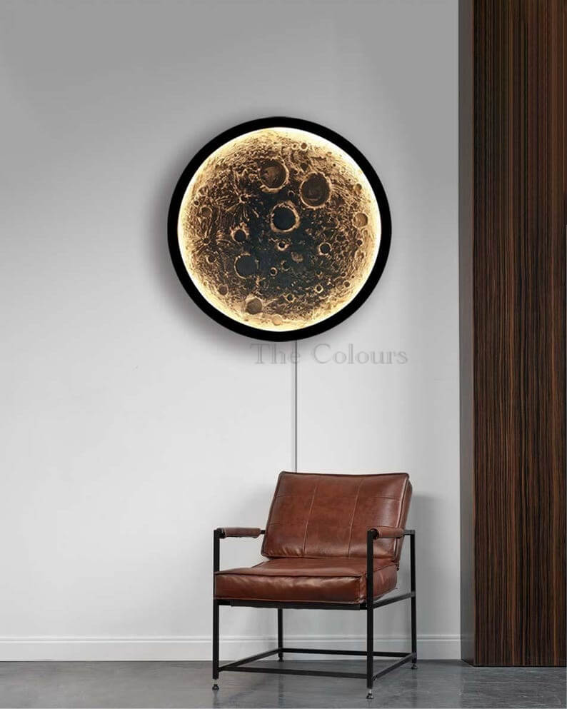 Tableau Décoratif Lumineux "Lune" — Design Circulaire Unique